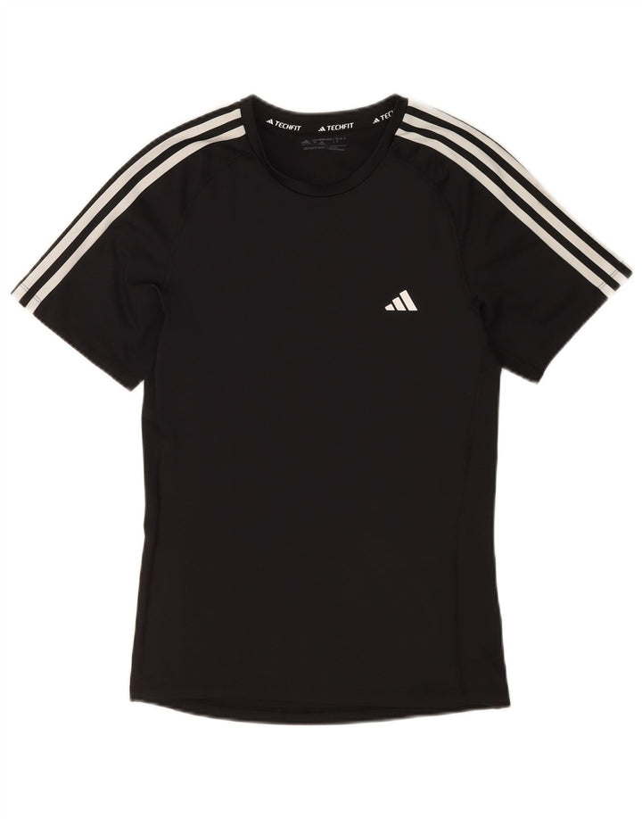 Adidas Herre Tech Fit T-Shirt Top Medium Sort Polyester