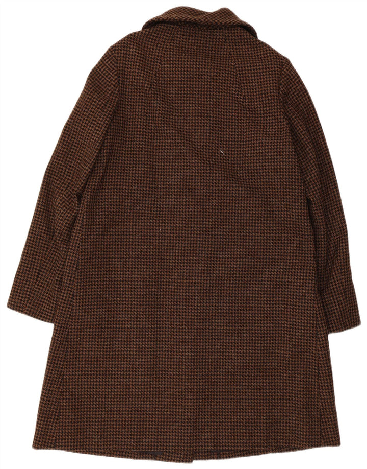 Vintage overfrakke til kvinder UK 12 Medium Brown Houndstooth