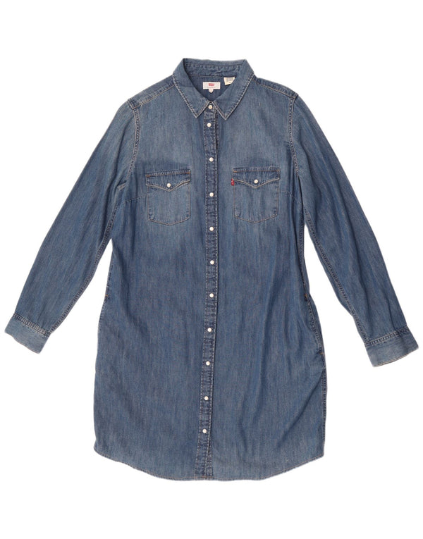 Levi's Dame Denim Shirt Dress UK 16 Large Blue
