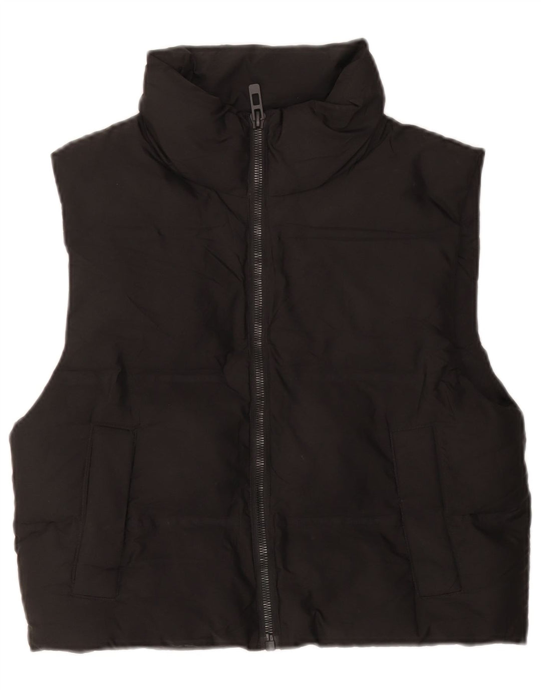 Zara Dame Oversized Polstret Gilet UK 6 XS Sort Polyester