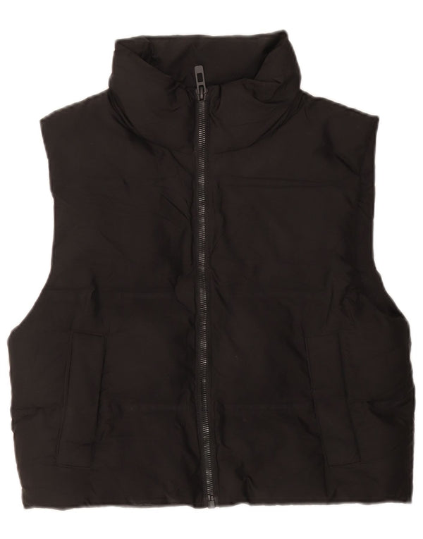 Zara Dame Oversized Polstret Gilet UK 6 XS Sort Polyester