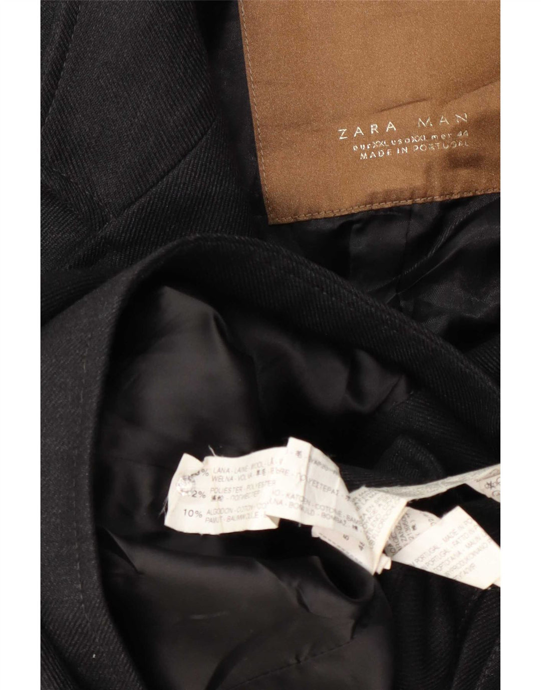 Zara Herre Overfrakke UK 44 2XL Marineblå Uld