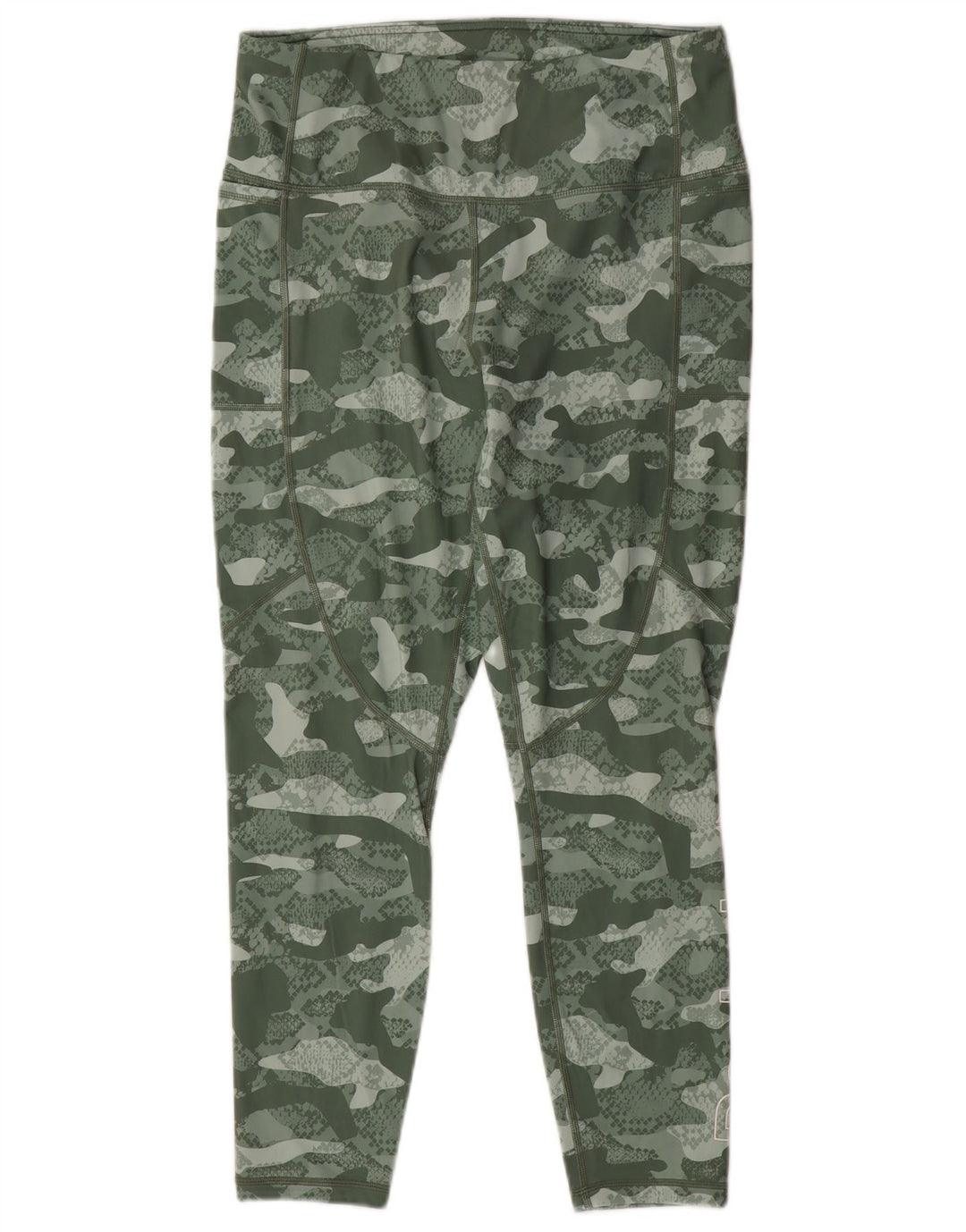 REEBOK Womens Leggings UK 14 Large  Green Camouflage Polyester