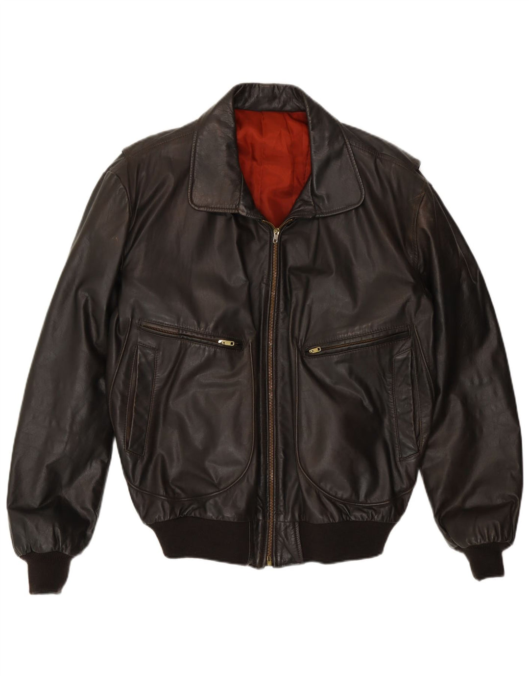 Vintage herre læderjakke IT 48 Medium Brun