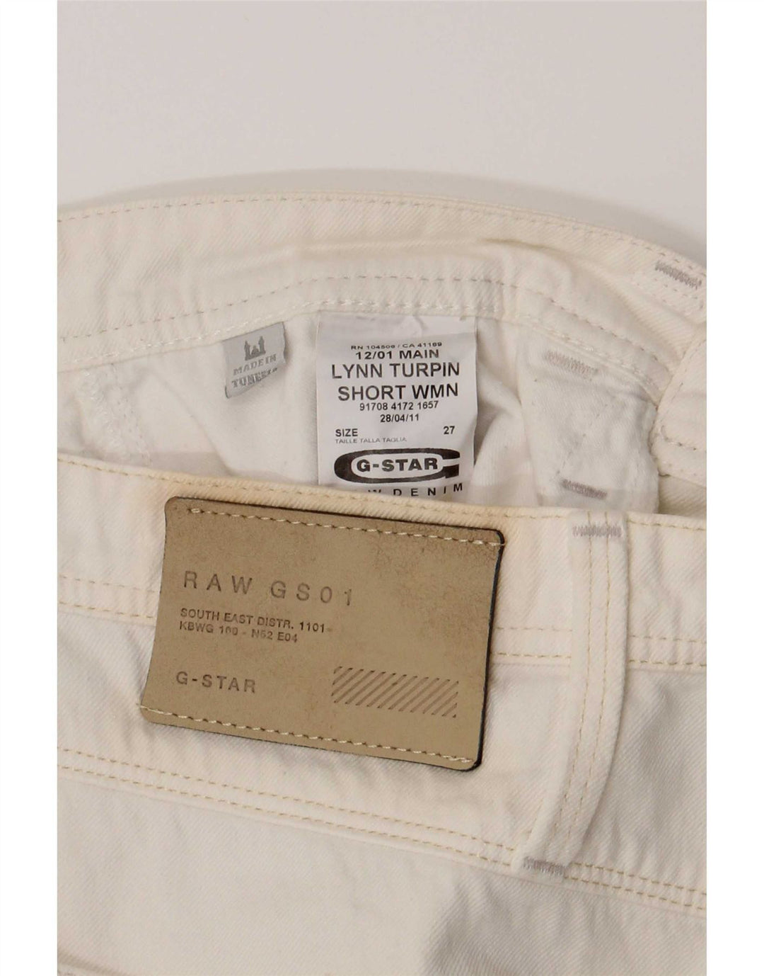G-Star denimshorts til kvinder W27 Små hvide bomuld