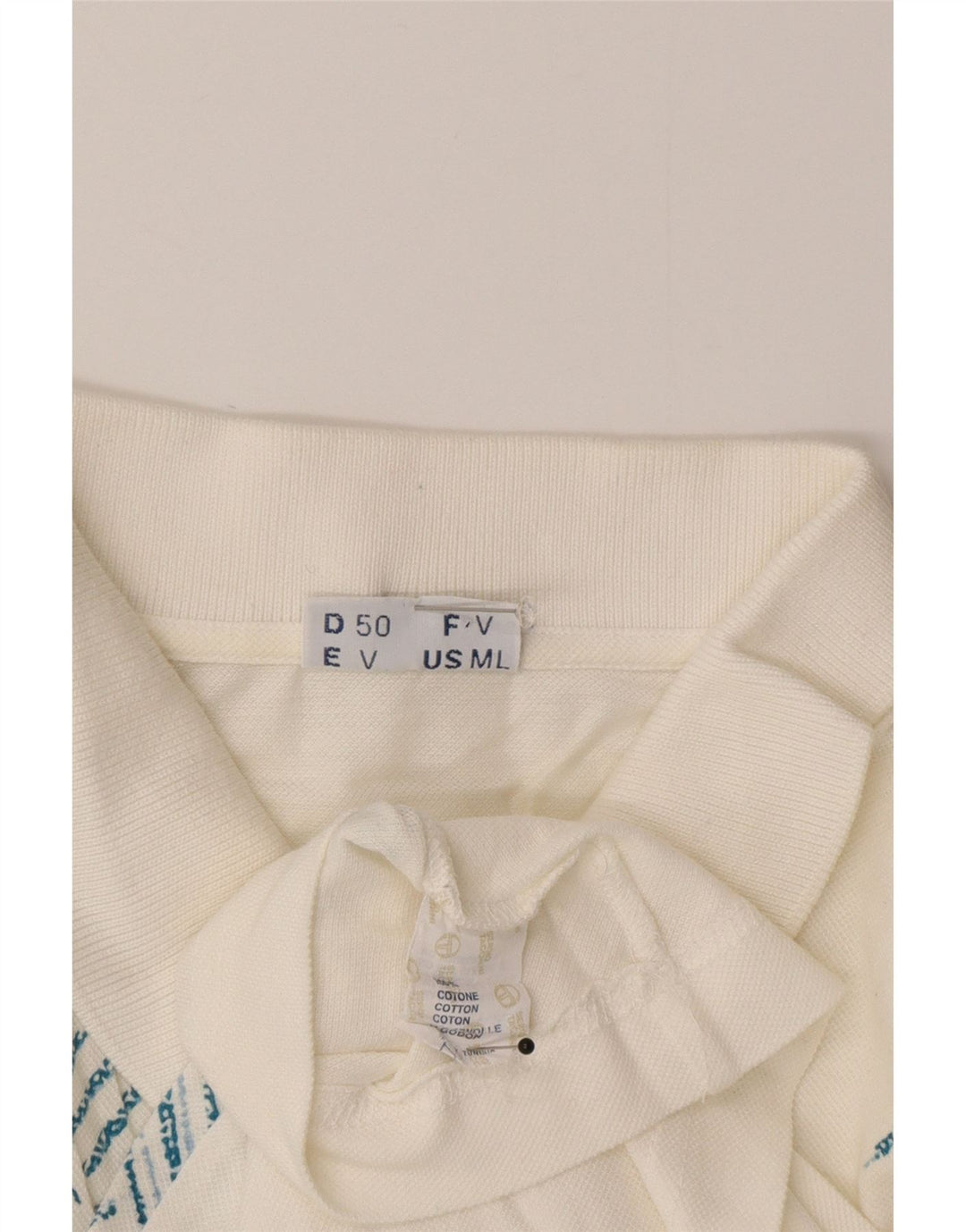 Sergio Tacchini Herre poloshirt IT 50 Medium Hvid Geometrisk Bomuld