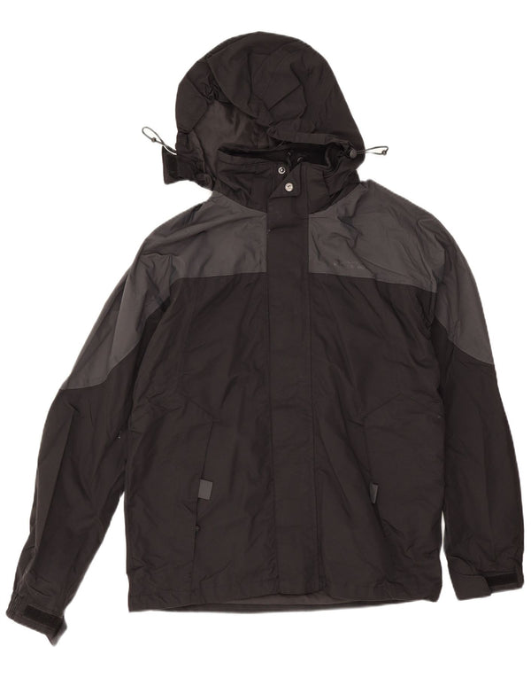 Mountain Warehouse Mens Hooded Rain Jacket UK 32 2XS Black Colourblock