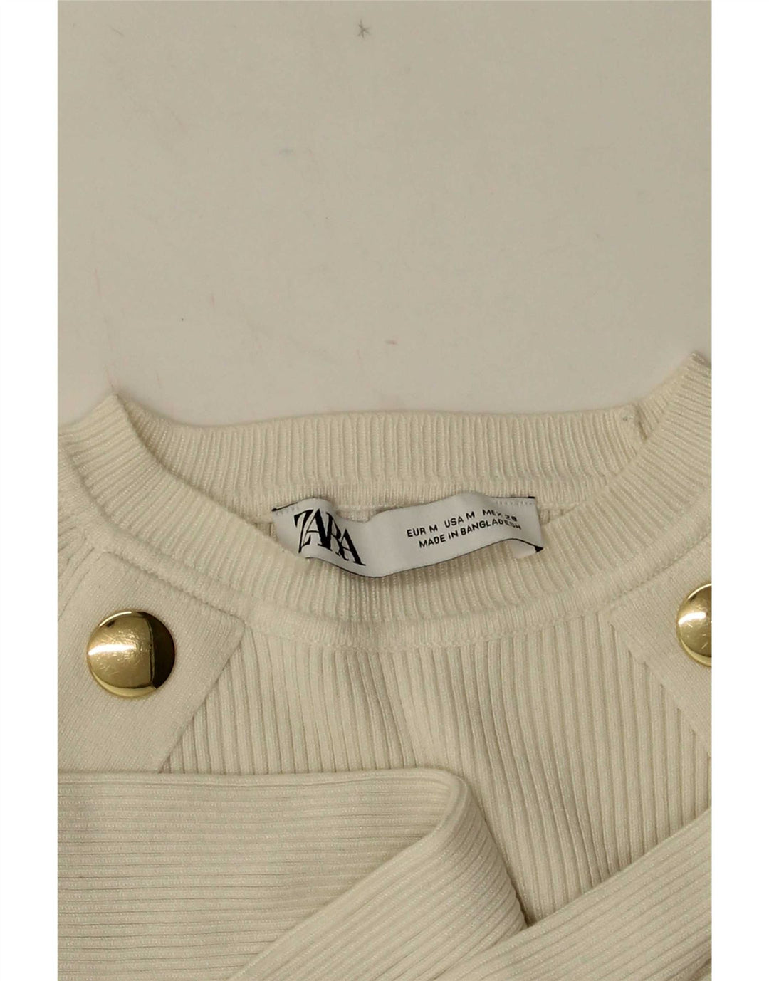Zara Dame Crop Top Langærmet UK 12 Medium White