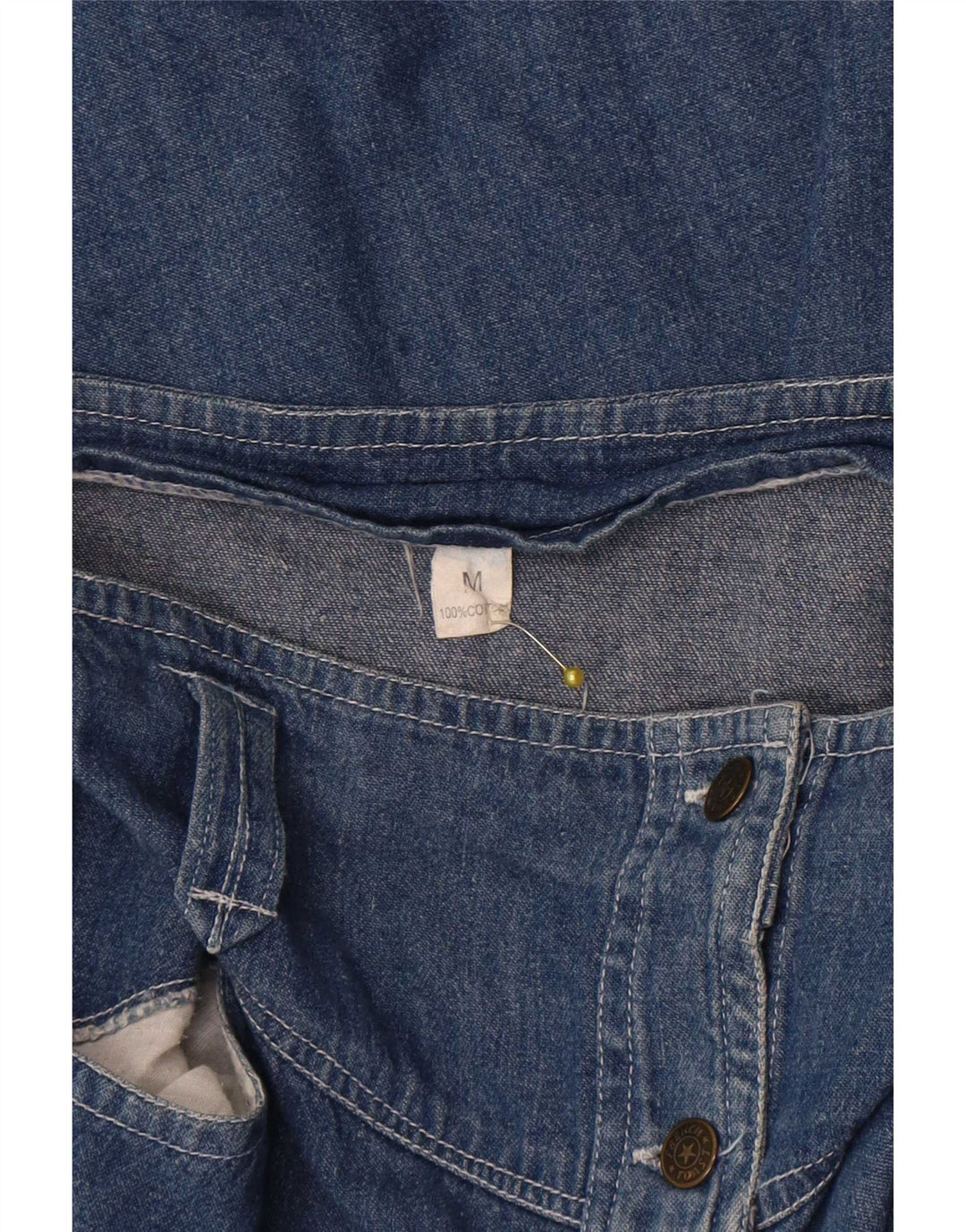 Vintage Dame Midi Denim Nederdel Medium W28 Blå Bomuld