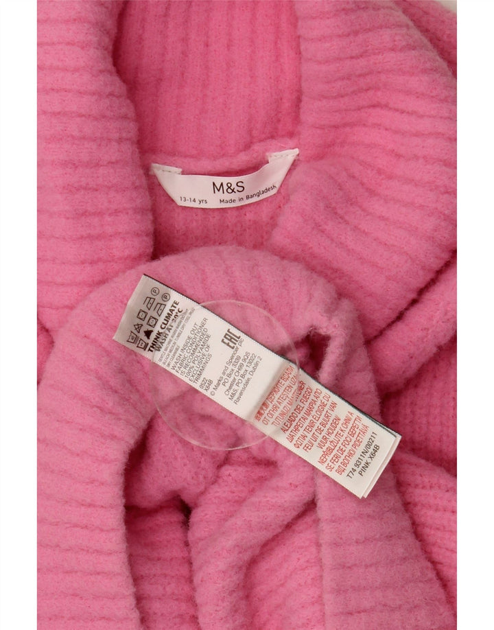 Marks & Spencer Girls Rullehalstrøje 13-14 år Pink Polyamid