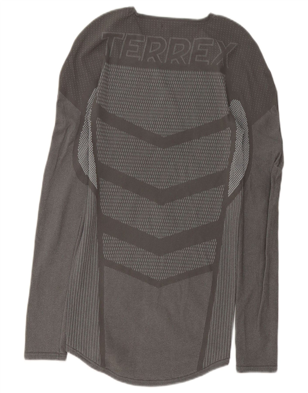 Adidas Herre Terrex grafisk top langærmet mellemgrå geometrisk polyester