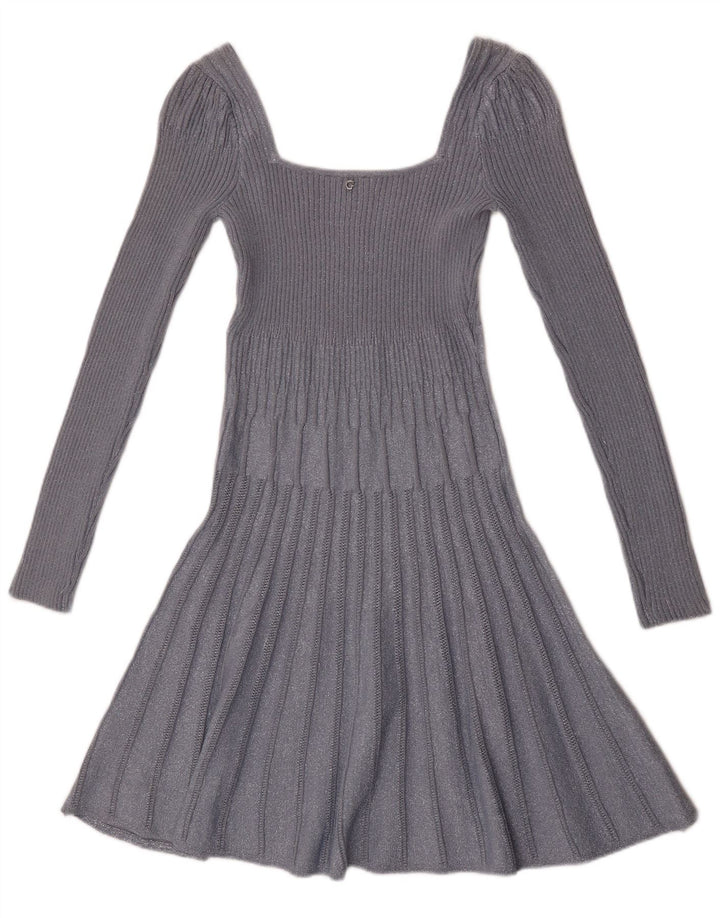 Guess Dame Langærmet Jumper Dress UK 12 Medium Grey Rayon