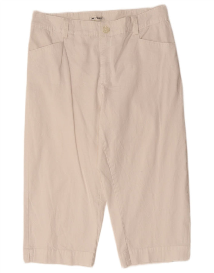 Lee Womens tilspidsede Capri Bukser US 12 Large W34 L19 Hvid Bomuld