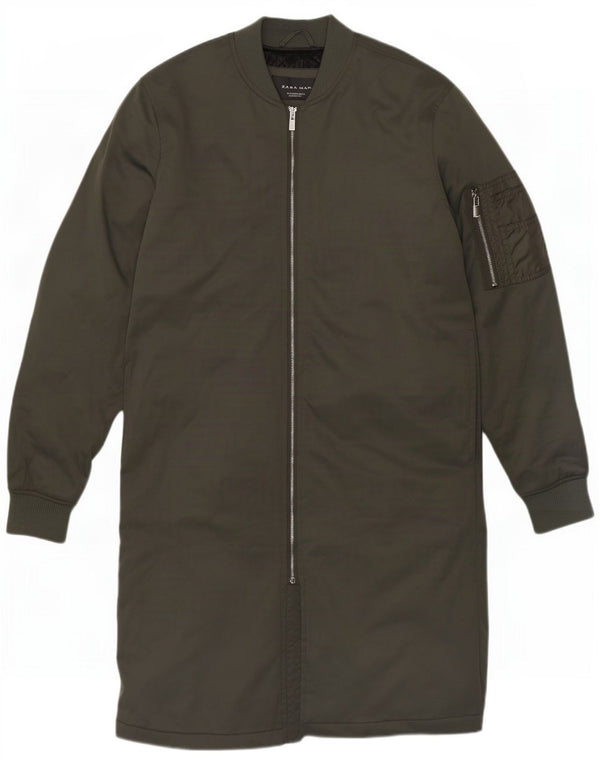 Zara Herre Overfrakke UK 36 Small Khaki Polyester