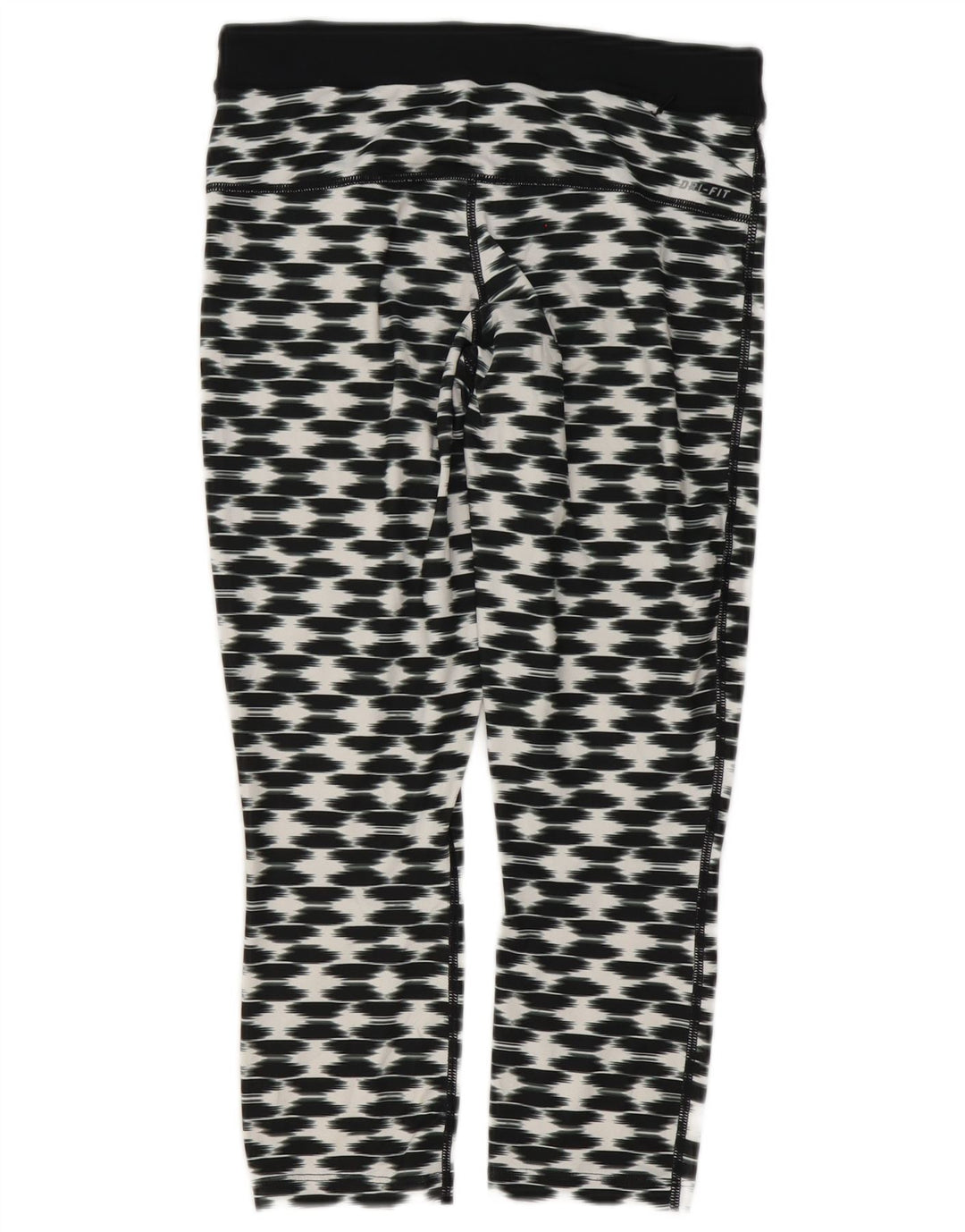 Nike Dame Dri Fit Capri Leggings UK 10 Small Black Geometric