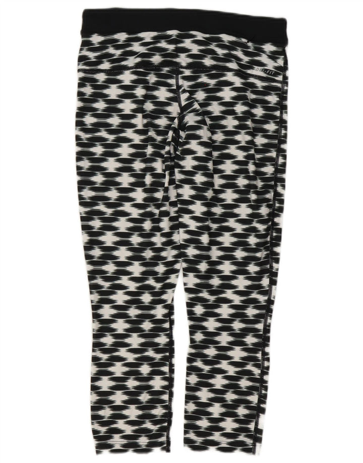 Nike Dame Dri Fit Capri Leggings UK 10 Small Black Geometric
