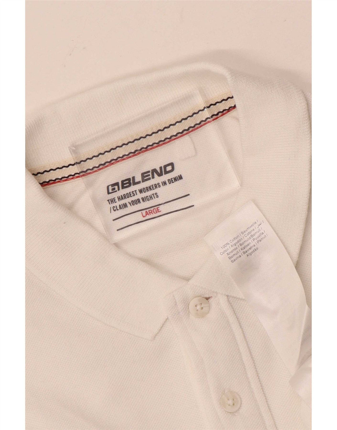 Blend herre poloshirt stor hvid stribet bomuld