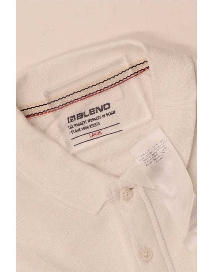Blend herre poloshirt stor hvid stribet bomuld