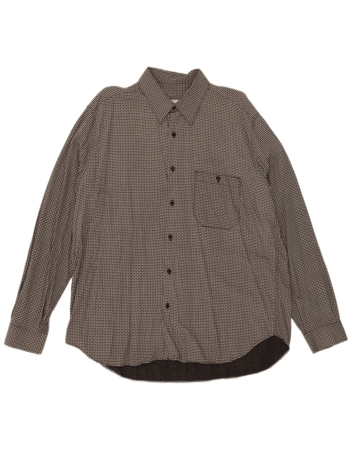 Vintage herreskjorte Stor grå Houndstooth Viscose