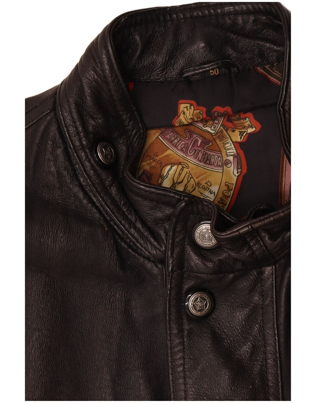 Vintage Herre Læder Gilet IT 50 Stort Sort Læder