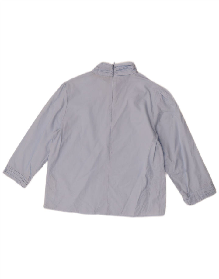 Zara Dame 3/4 ærmet bluse Top UK 14 Medium Blue Bomuld