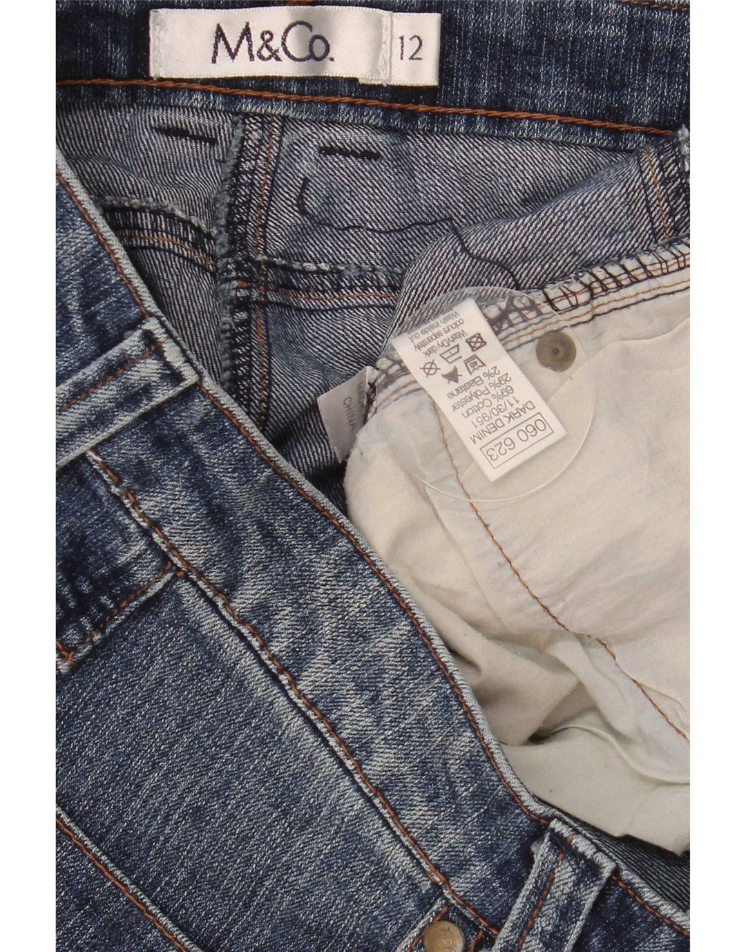 M&Co Dame denim Shorts UK 12 Medium W32 Blå Bomuld