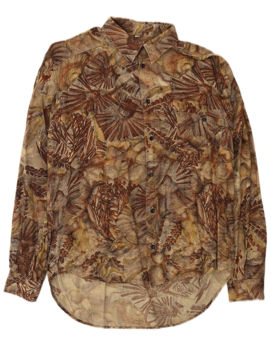 Vintage herreskjorte medium brun blomsterviscose