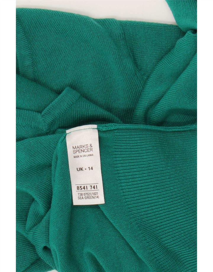Marks & Spencer Dame V-hals sweater UK 14 Medium Grøn Akryl