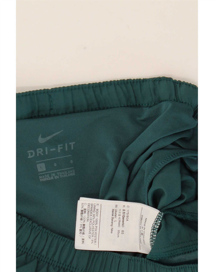 Nike Herre Dri Fit grafiske sportsshorts, store grønne colourblock polyester