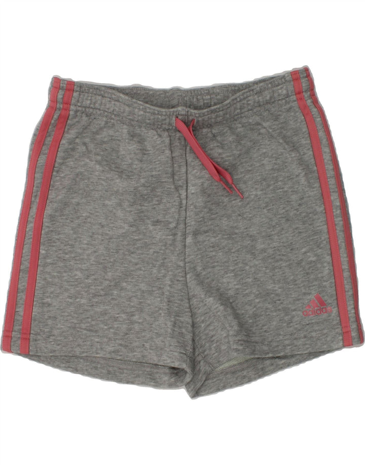 ADIDAS Girls Graphic Sport Shorts 11-12 Years Grey Cotton Vintage Adidas and Second-Hand Adidas from Messina Hembry 