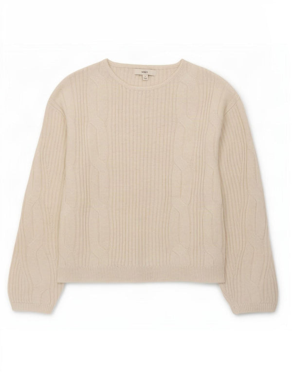 Marks & Spencer Dame Boat Neck Jumper Sweater UK 10 Small Off White