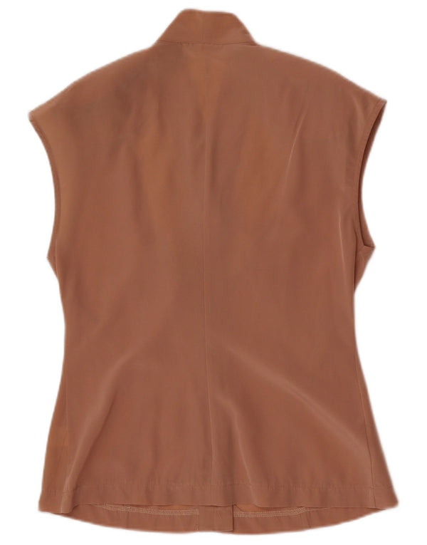 Vintage ærmeløs skjortebluse til kvinder IT 42 Medium Beige Floral