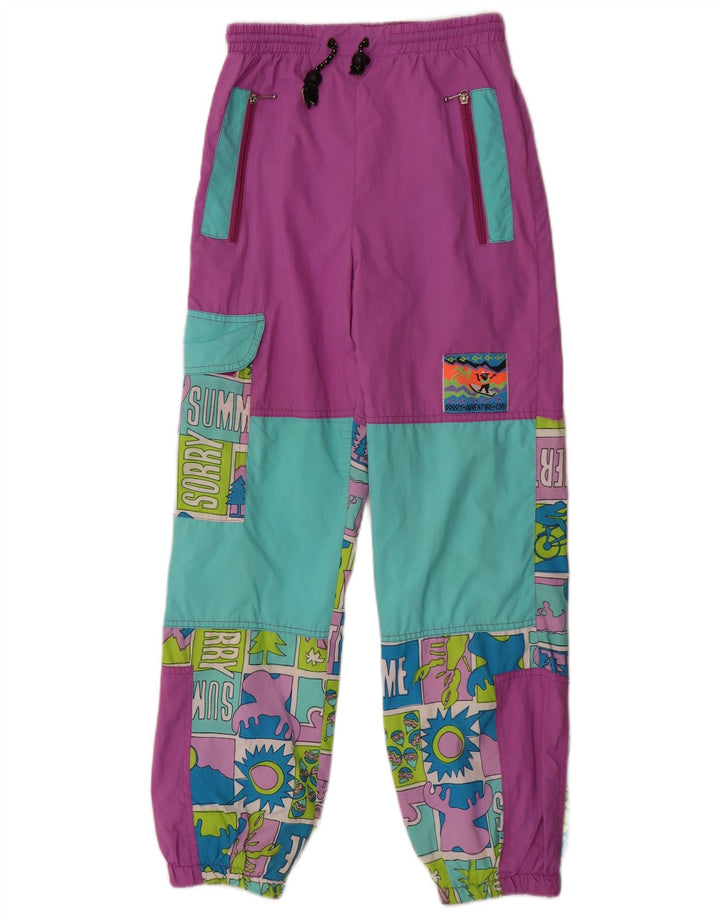 Vintage Dame grafisk Cargo træningsdragt Bukser Joggers IT 44 Medium Purple