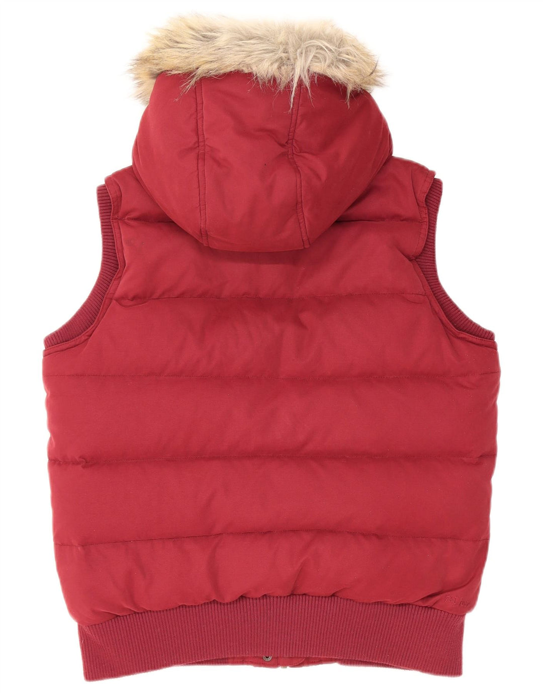 FAT FACE Dame hætte polstret Gilet UK 12 Medium Burgundy Polyester