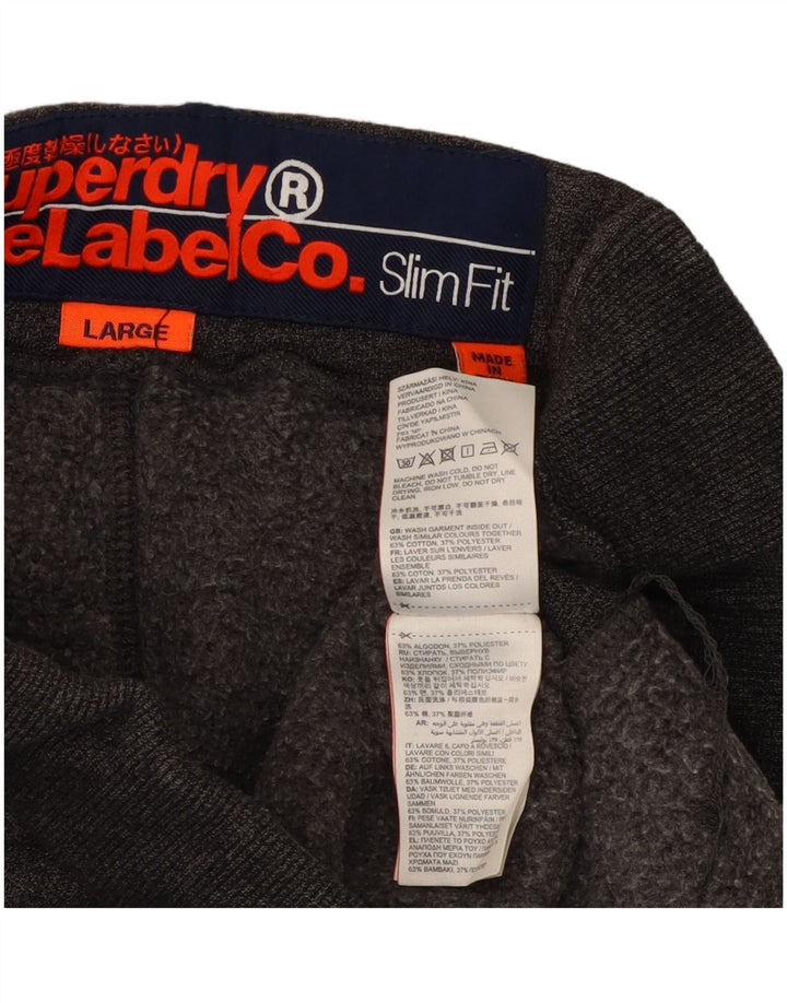 SUPERDRY Womens Slim Fit træningsdragt Bukser Joggers UK 14 Large Grå