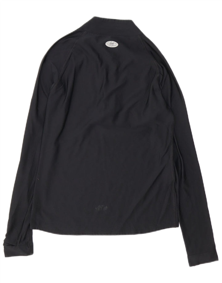 UNDER ARMOR Womens Zip Neck Pullover Træningsdragt Top UK 10 Small Black