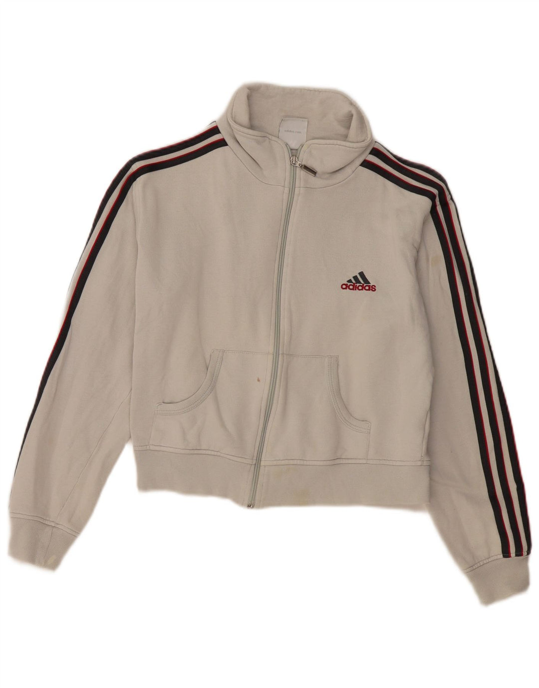ADIDAS Womens Crop træningsdragt topjakke UK 14 Large Off White