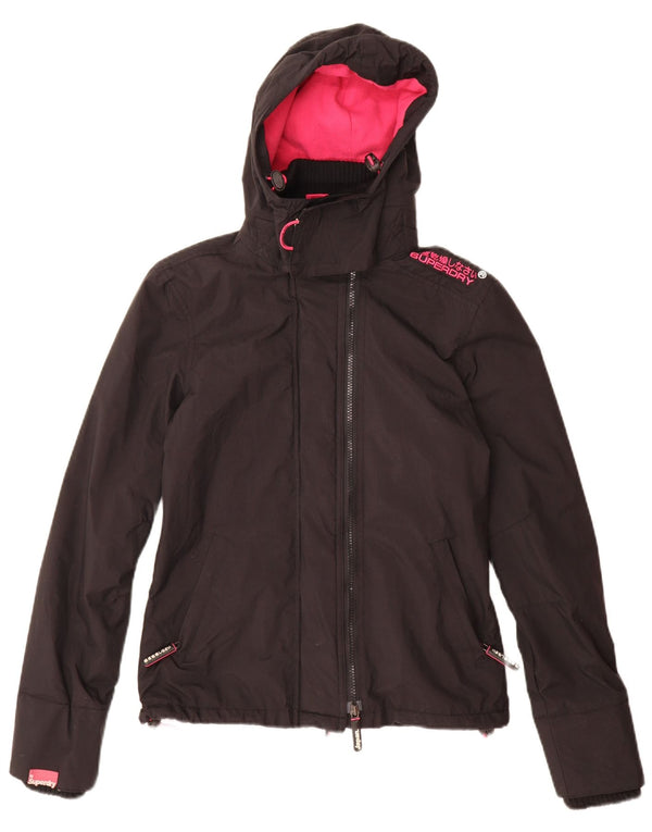 Superdry vindjakke til kvinder med hætte vindjakke UK 10 Small Black