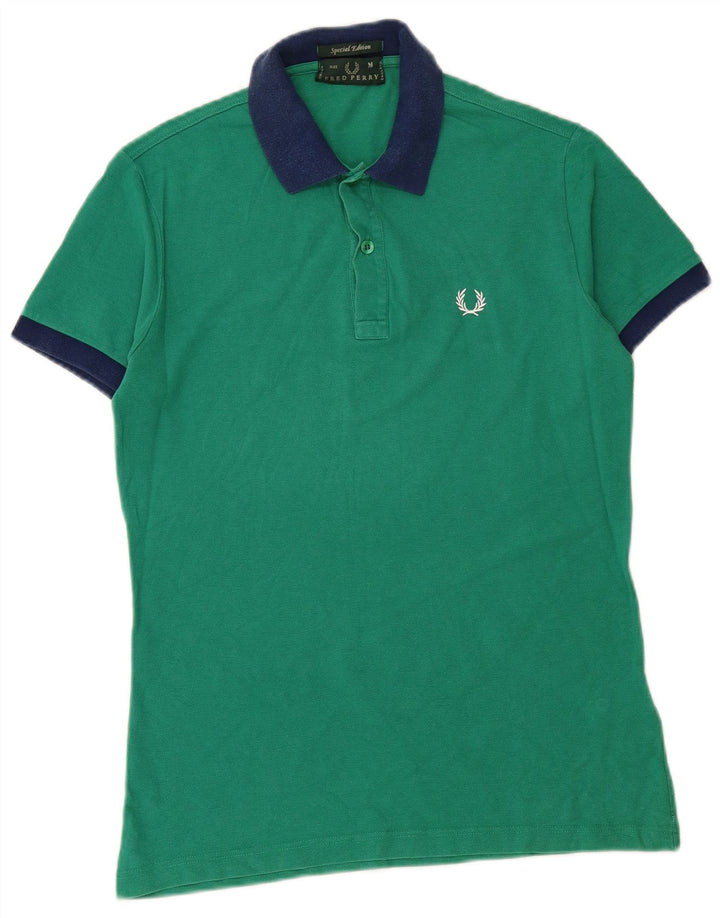 FRED PERRY Mens Polo Shirt Medium Green Cotton
