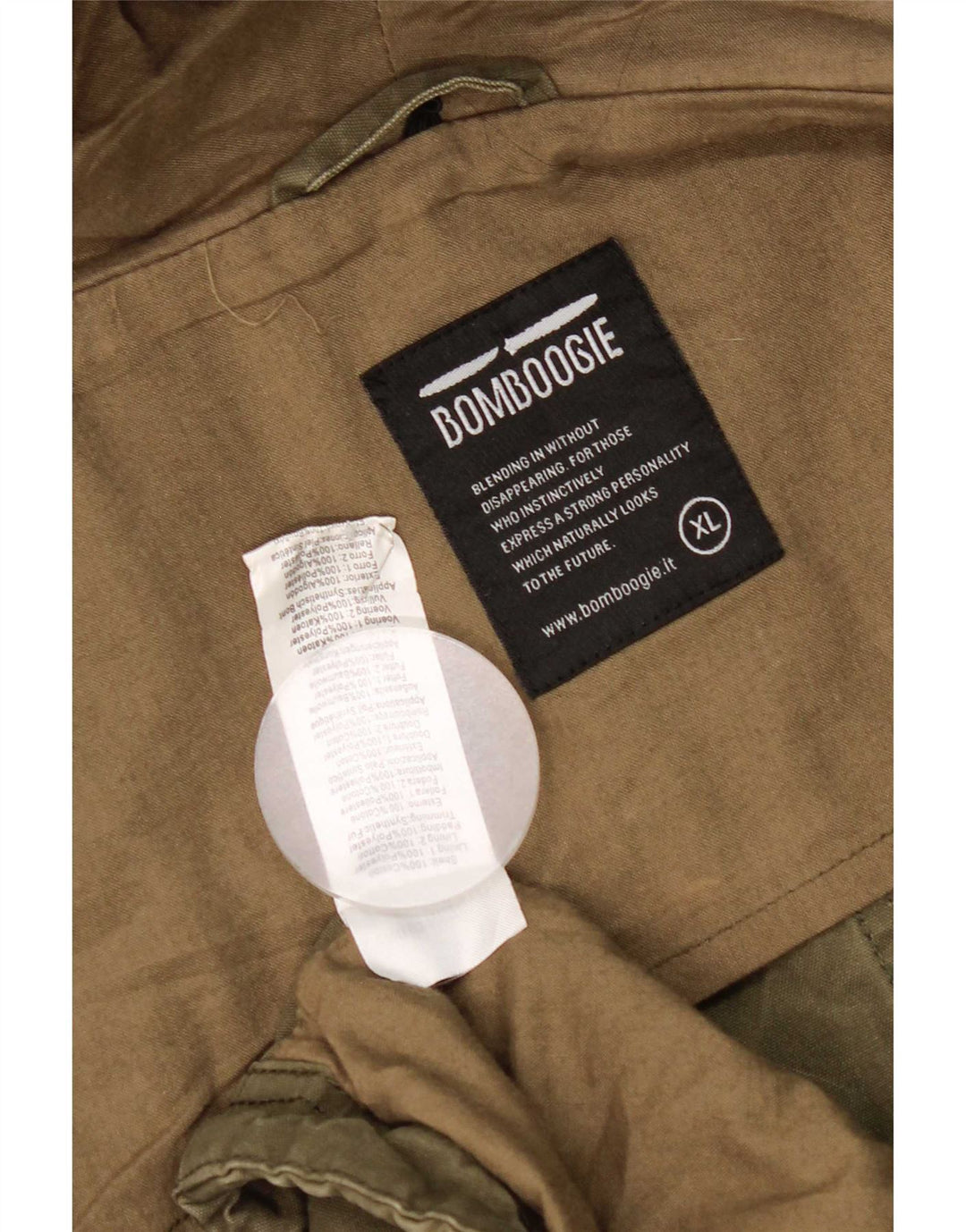 Bomboogie Herre Hooded Parka Jacket UK 42 XL Khaki Cotton