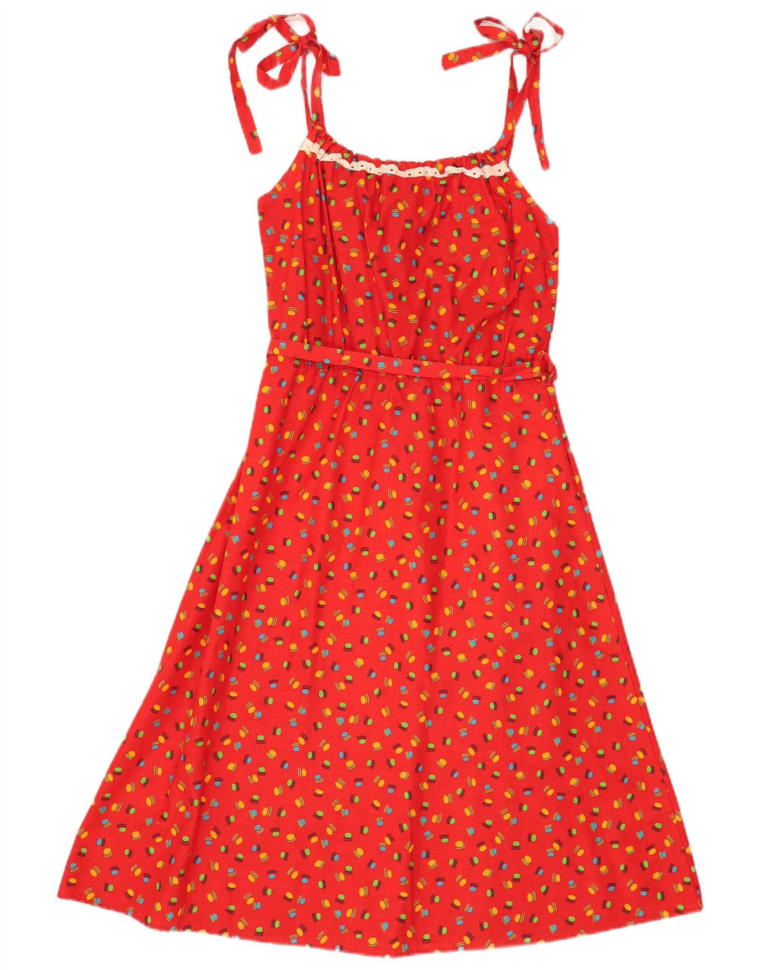 Vintage Kvinders abstrakt mønster Slip Dress IT 44 Medium Rød