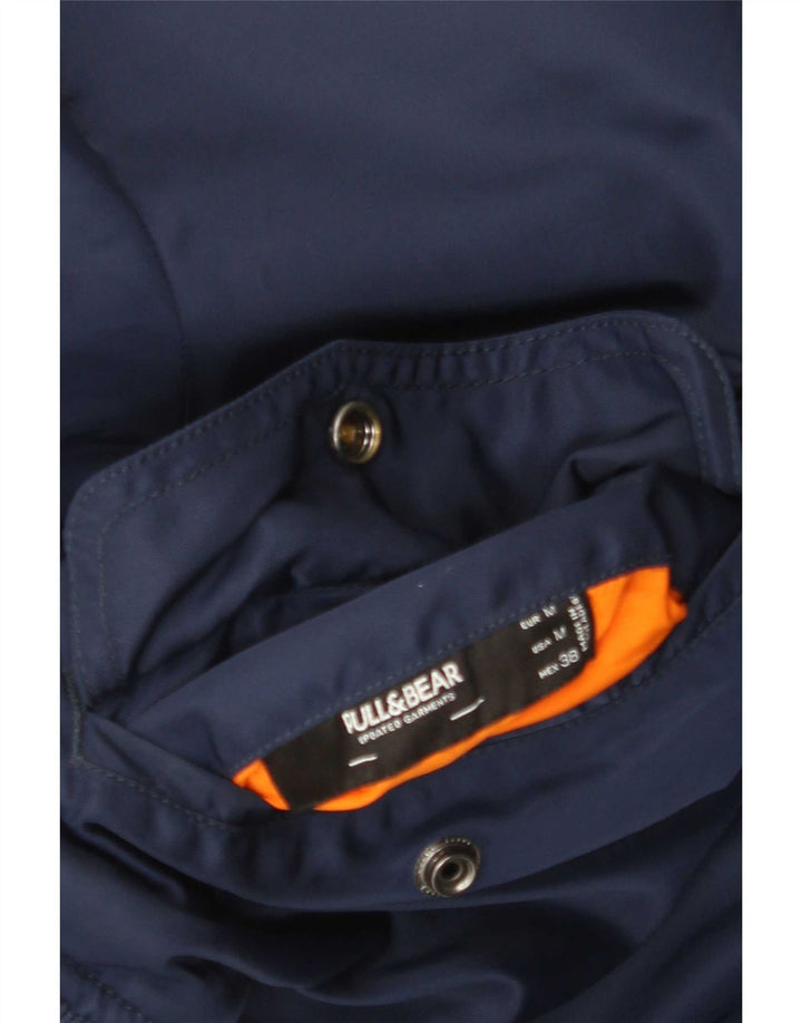 Pull & Bear Herre Bomber Jacket UK 38 Medium Navy Blue Colourblock