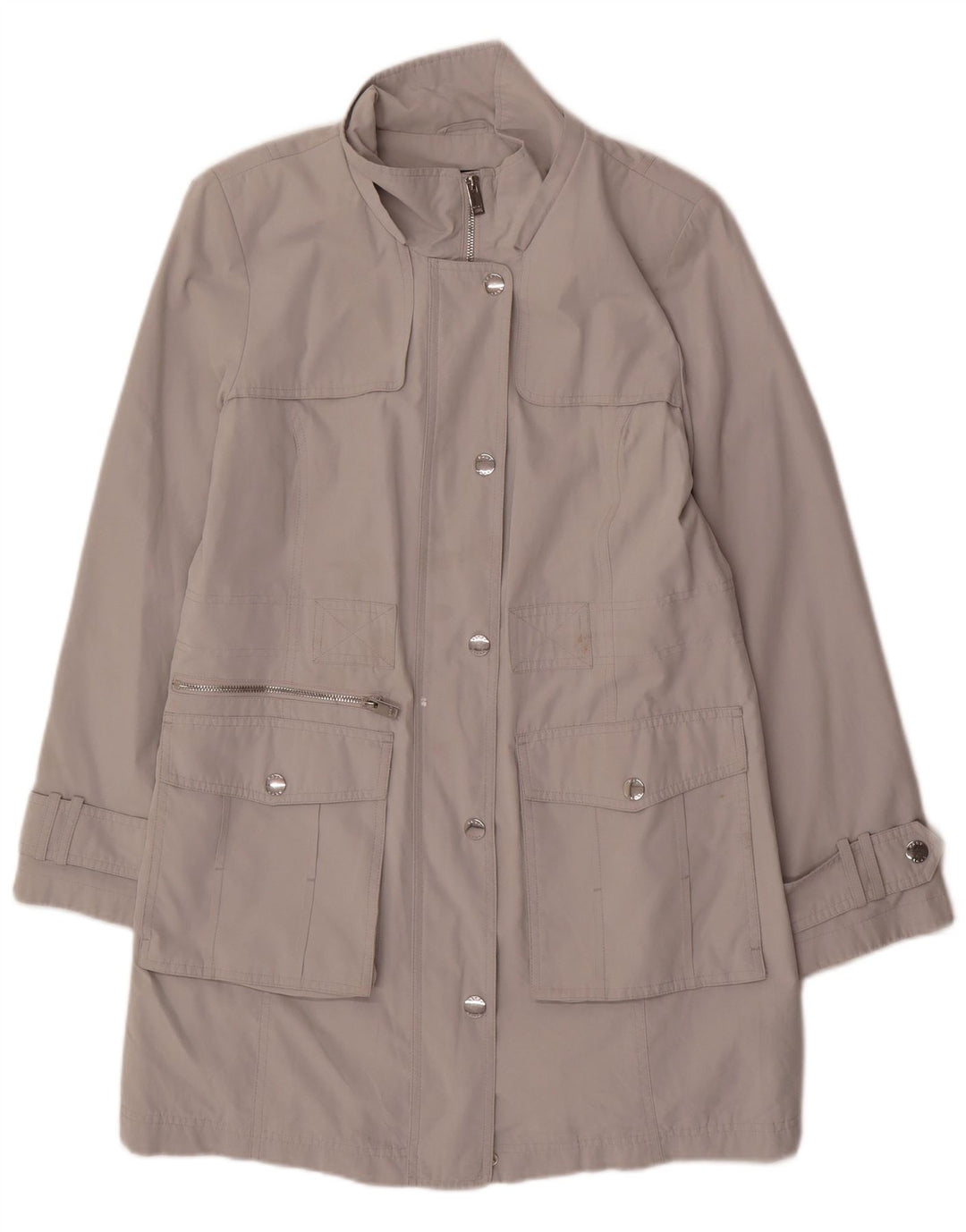Dkny Womens Trench Coat UK 14 Medium Grå Polyester