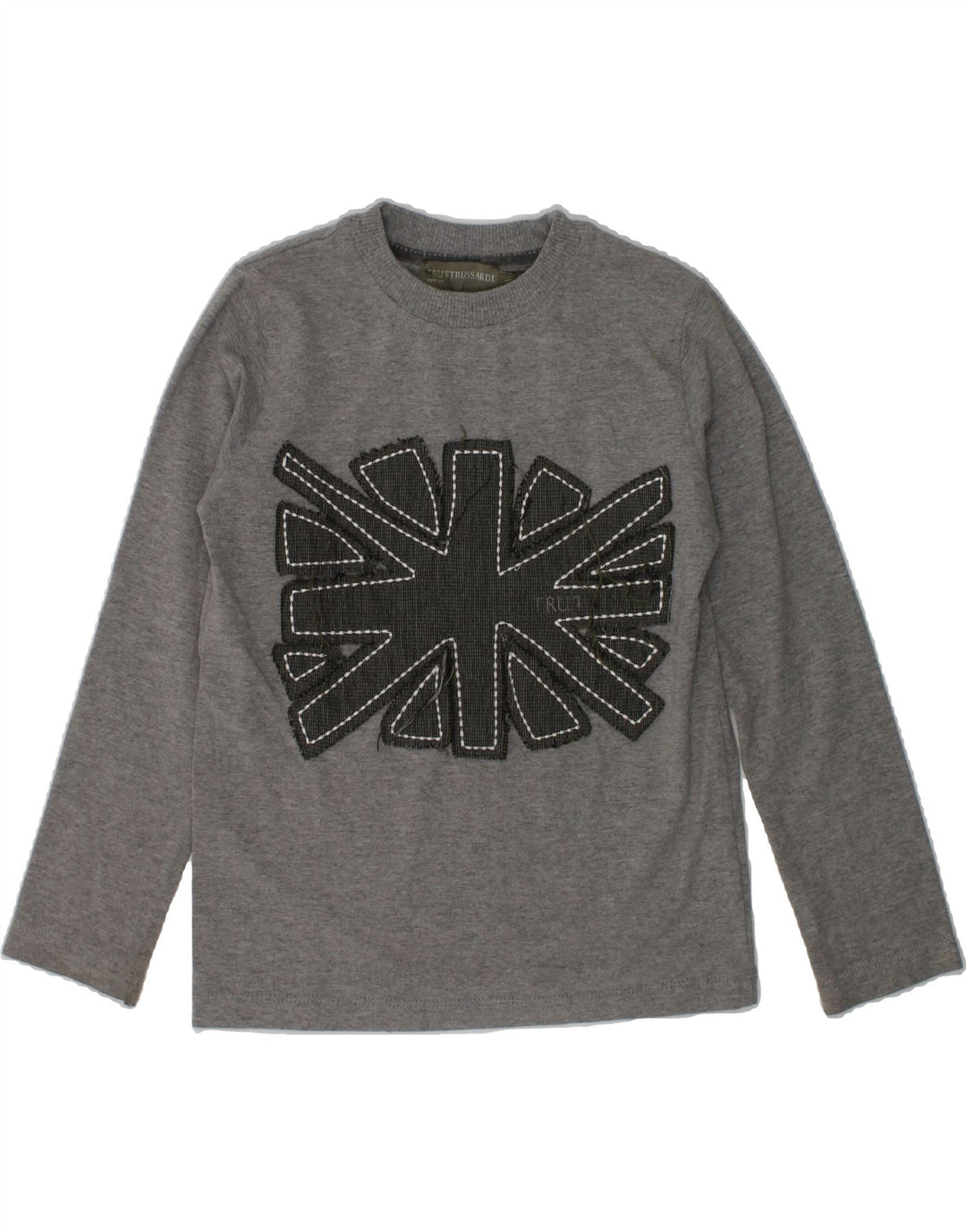 TRUSSARDI Girls Graphic Top Long Sleeve 5-6 Years Grey Cotton | Vintage Trussardi | Thrift | Second-Hand Trussardi | Used Clothing | Messina Hembry 
