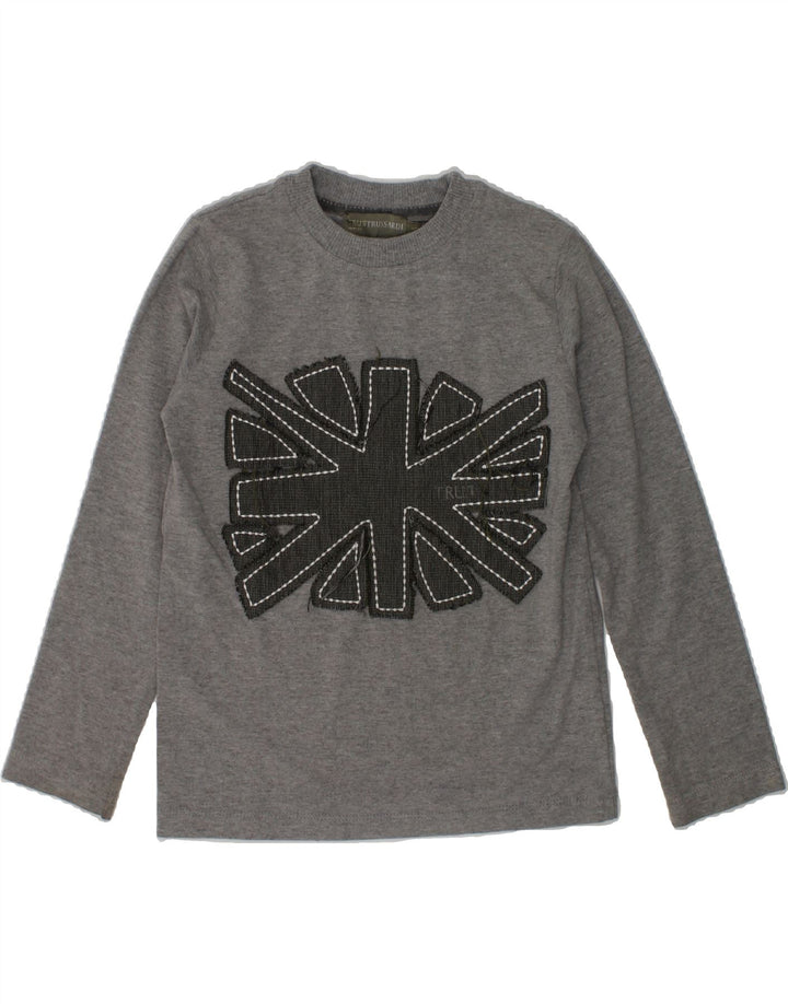 TRUSSARDI Girls Graphic Top Long Sleeve 5-6 Years Grey Cotton | Vintage Trussardi | Thrift | Second-Hand Trussardi | Used Clothing | Messina Hembry 