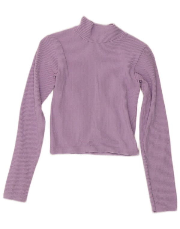 Zara Womens Crop Top Langærmet UK 10 Lille Lilla