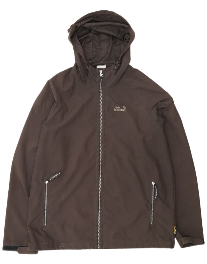 JACK WOLFSKIN Regnjakke med hætte til mænd UK 48 2XL Sort Polyester