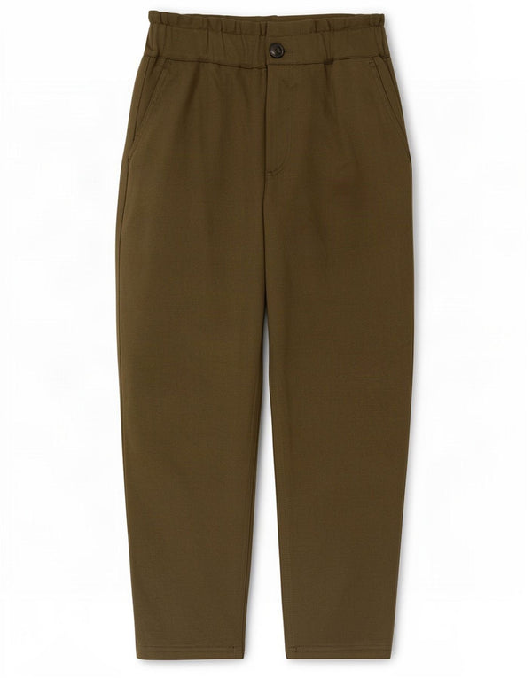 Zara Kvinder Højtaljet Tapered Cropped Bukser Small W26 L24 Khaki