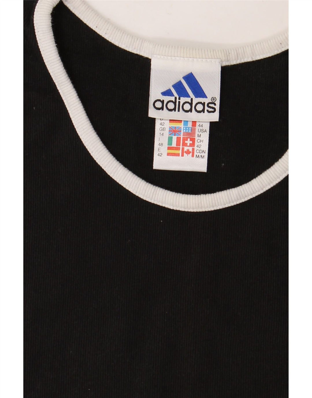 ADIDAS Dame T-Shirt Top UK 14 Medium Sort Bomuld