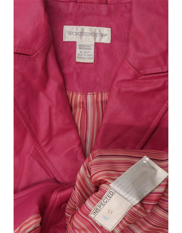 Worthington Dame 2 Button Læder Blazer Jacket UK 12 Medium Pink Læder